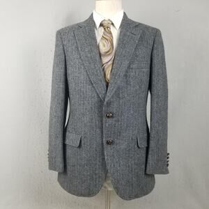 Vintage Racquet Club Blazer Mens 40R Gray Manx Tweed Wool Sport Coat Jacket